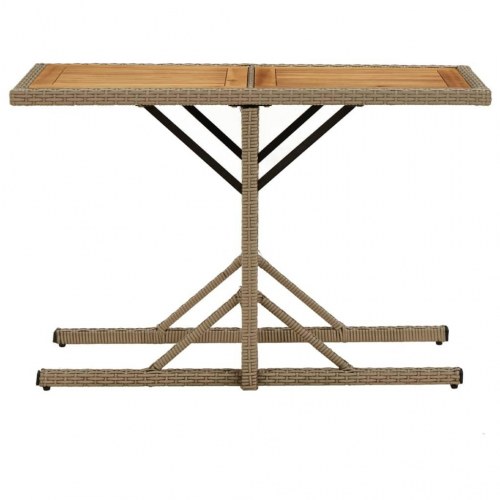 Havebord i massivt akacietræ og polyrattan - beige, 110 × 53 cm