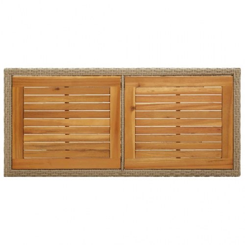 Havebord i massivt akacietræ og polyrattan - beige, 110 × 53 cm