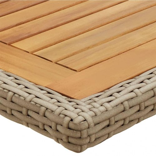 Havebord i massivt akacietræ og polyrattan - beige, 110 × 53 cm