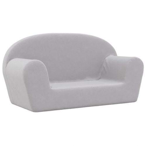 2-personers sofa til børn blødt plys lysegrå