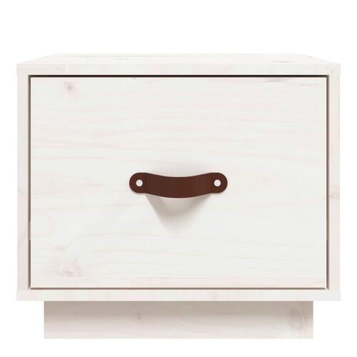 Sengebord 40x34x35 cm massivt fyrretræ hvid