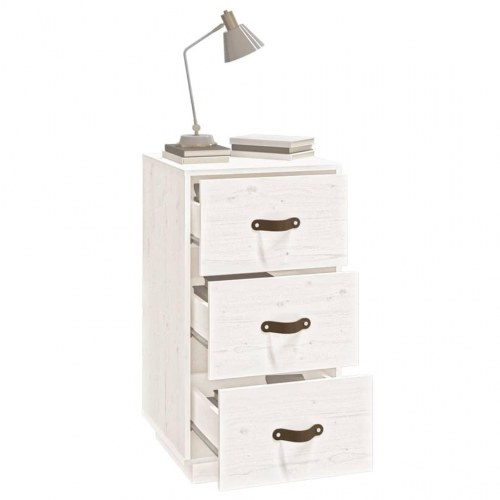Sengebord 40x40x75 cm massivt fyrretræ hvid