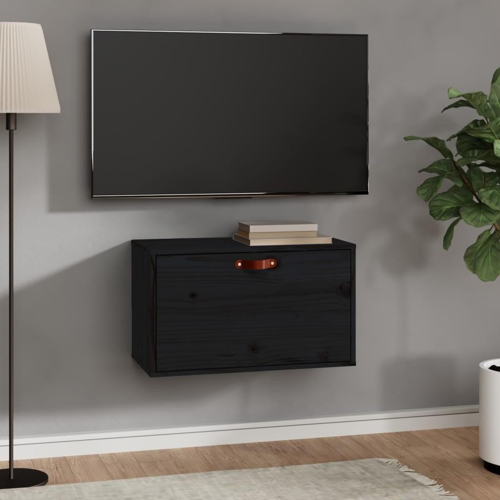 Vægskab 60x30x35 cm massivt fyrretræ sort billede