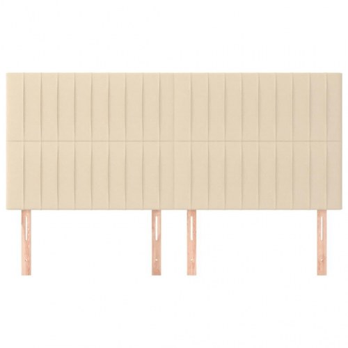 Sengegavl i creme stof 200 x 5 x 118/128 cm