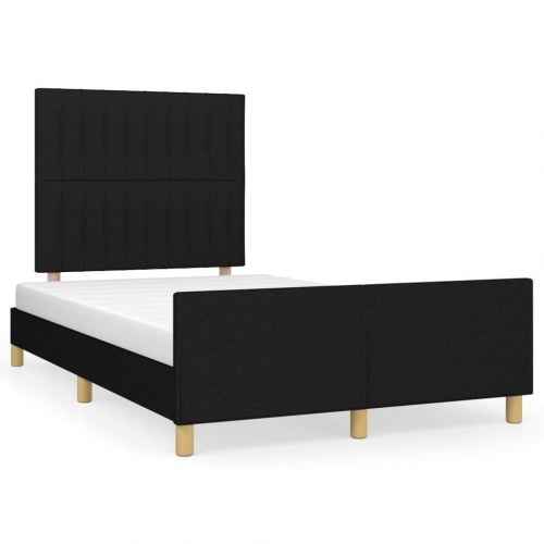 Sengeramme med sengegavl - sort stof 120x200 cm