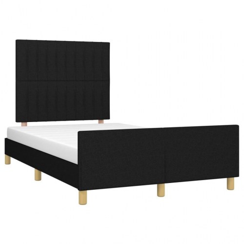 Sengeramme med sengegavl - sort stof 120x200 cm
