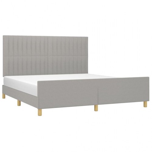 Sengeramme med sengegavl 180×200 cm - stof, lysegrå