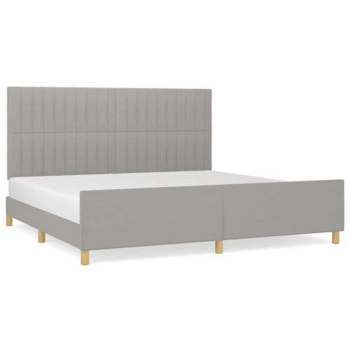 Sengeramme med sengegavl 200x200 cm - stof, lysegrå