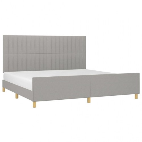 Sengeramme med sengegavl 200x200 cm - stof, lysegrå