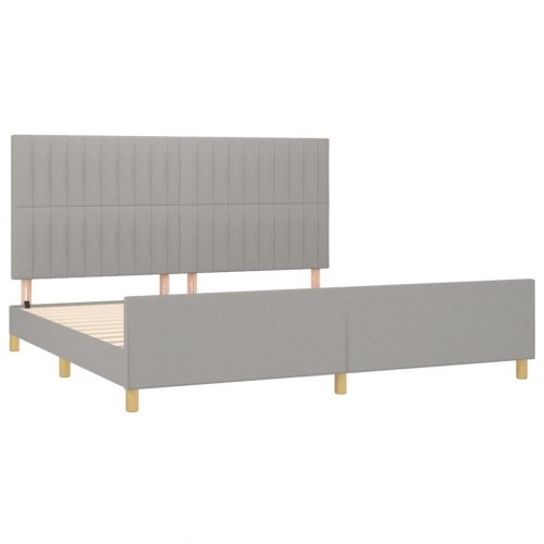 Sengeramme med sengegavl 200x200 cm - stof, lysegrå