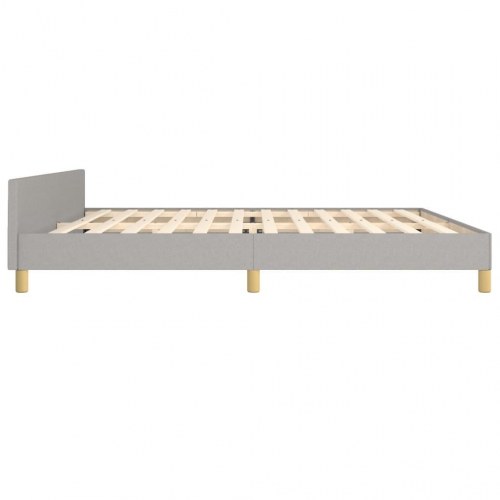 Sengeramme med sengegavl 200x200 cm - stof, lysegrå
