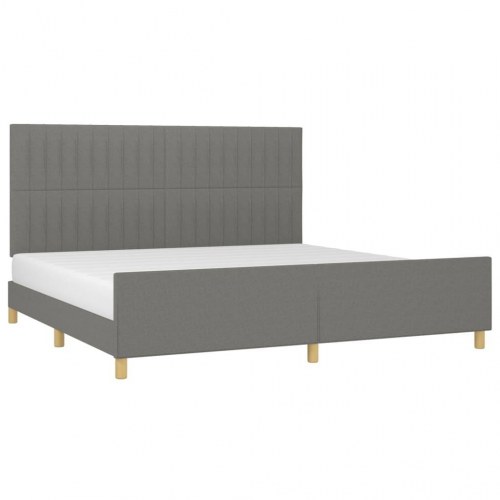Sengeramme med sengegavl 200x200 cm - stof, mørkegrå