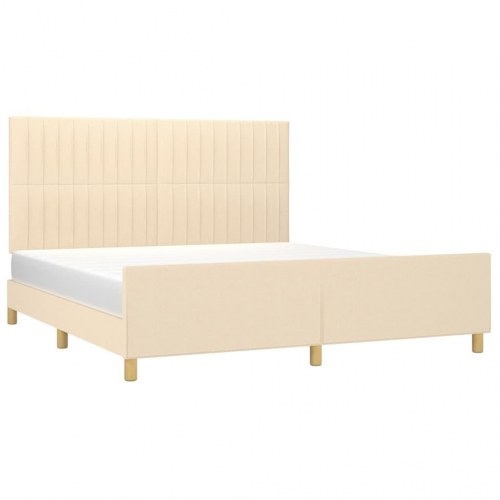 Sengeramme 180x200 cm med sengegavl i stof - cremefarvet