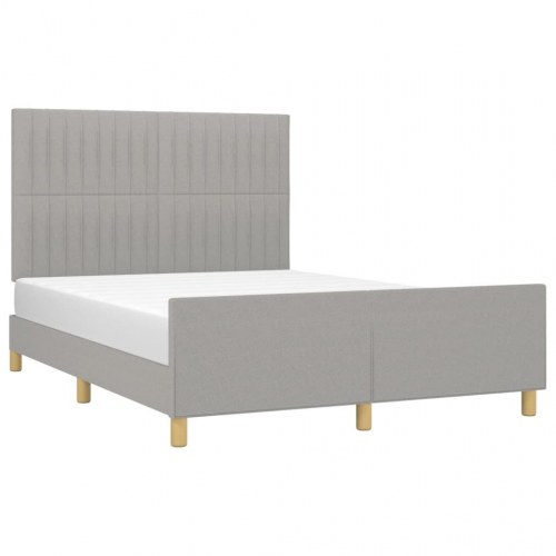 Sengeramme med sengegavl 140x190 cm - stof, lysegrå