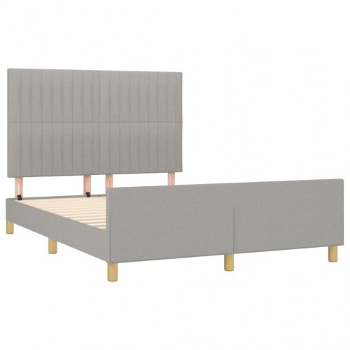 Sengeramme med sengegavl 140x190 cm - stof, lysegrå