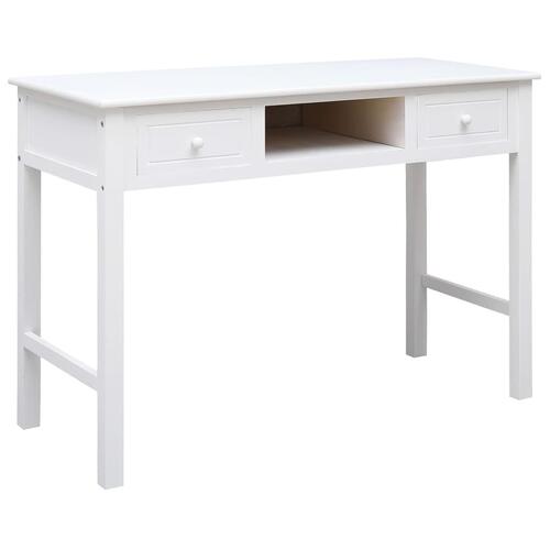 Skrivebord 108x45x76 cm massivt kejsertræ hvid