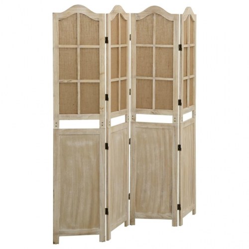 4-panels rumdeler i stof - brun, 140 × 165 cm