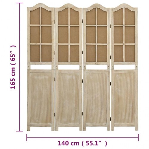 4-panels rumdeler i stof - brun, 140 × 165 cm