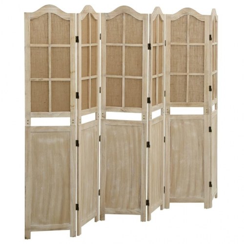 6-panels rumdeler i stof - brun, 214 × 165 cm