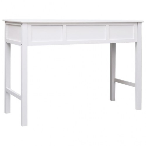 Skrivebord i massivt kejsertræ - hvid, 108×45×76 cm med 2 skuffer