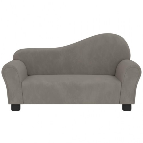 Sofa til børn fløjl lysegrå
