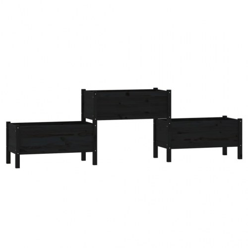 Plantekasse 245,5x44x75 cm massivt fyrretræ sort