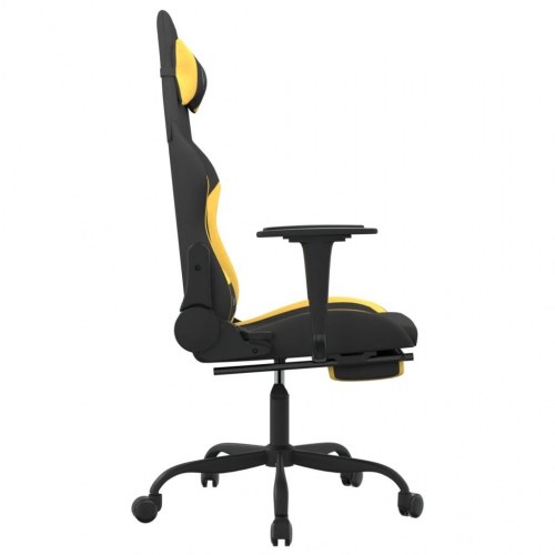 Gamingstol med massagefunktion og fodstøtte - stof, sort/gul