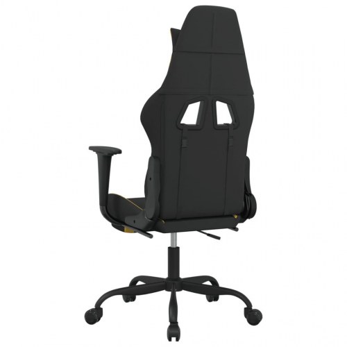 Gamingstol med massagefunktion og fodstøtte - stof, sort/gul