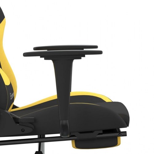 Gamingstol med massagefunktion og fodstøtte - stof, sort/gul