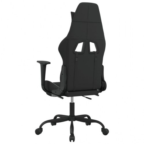 Gamingstol med massagefunktion + fodstøtte stof sort og hvid