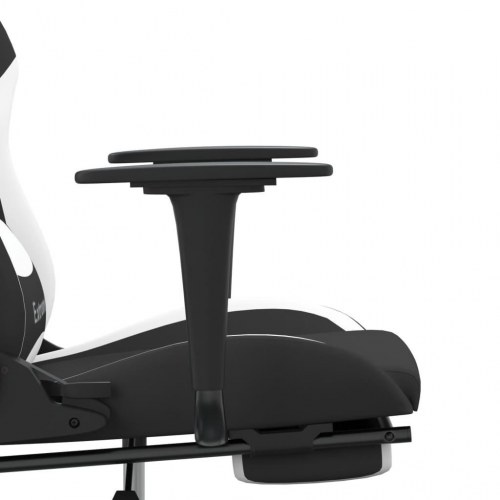 Gamingstol med massagefunktion + fodstøtte stof sort og hvid