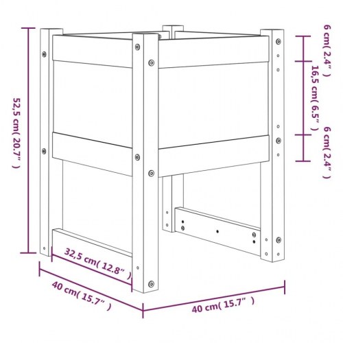 Plantekasse i massivt fyrretræ 40 × 40 × 52,5 cm - høj plantekasse til have og terrasse