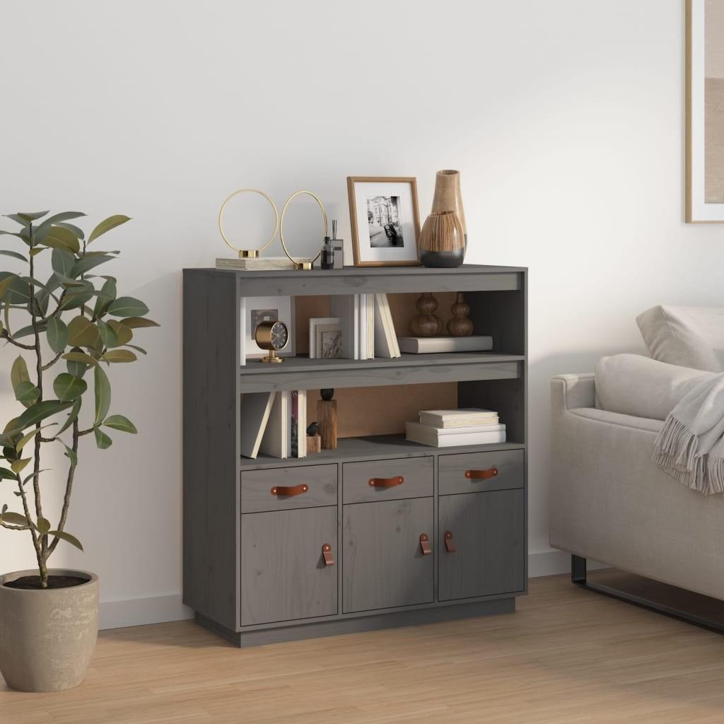 Højskab 100x40x108 5 Cm Massivt Fyrretræ Grå
