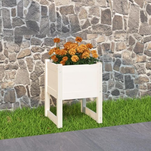 Plantekasse 40 x 40 x 52,5 cm i massivt fyrretræ - hvid
