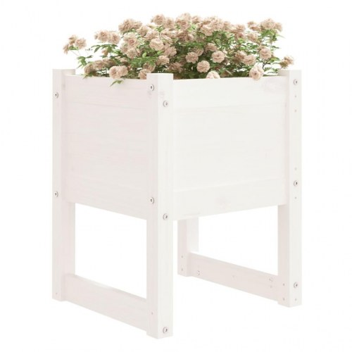 Plantekasse 40 x 40 x 52,5 cm i massivt fyrretræ - hvid