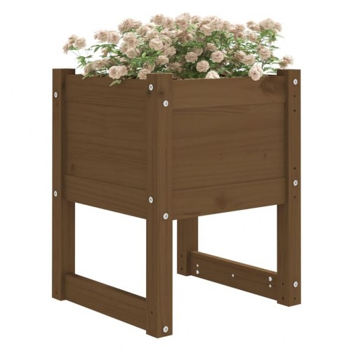 Plantekasse i massivt fyrretræ 40 x 40 x 52,5 cm - gyldenbrun