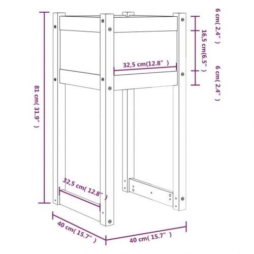 Plantekasse 40 x 40 x 81 cm i massivt fyrretræ