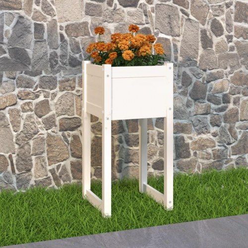 Plantekasse 40 x 40 x 81 cm i massivt fyrretræ - hvid