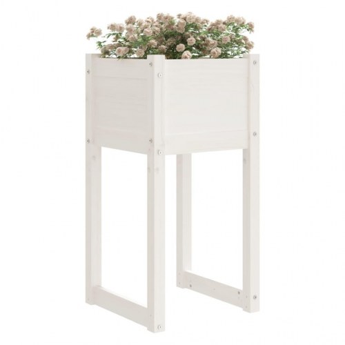 Plantekasse 40 x 40 x 81 cm i massivt fyrretræ - hvid
