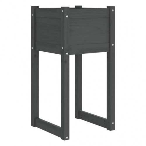 Plantekasse i massivt fyrretræ 40 x 40 x 81 cm - grå