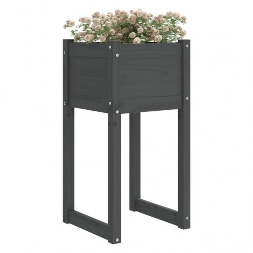 Plantekasse i massivt fyrretræ 40 x 40 x 81 cm - grå