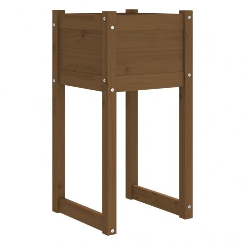 Plantekasse 40 x 40 x 81 cm i massivt fyrretræ - gyldenbrun