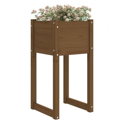 Plantekasse 40 x 40 x 81 cm i massivt fyrretræ - gyldenbrun