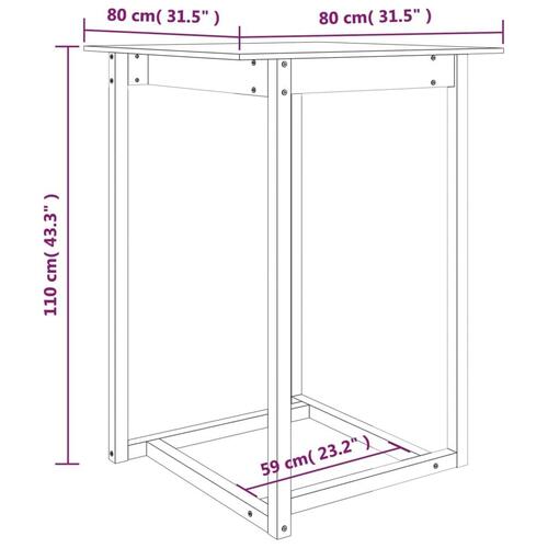 Barbord 80x80x110 cm massivt fyrretræ grå