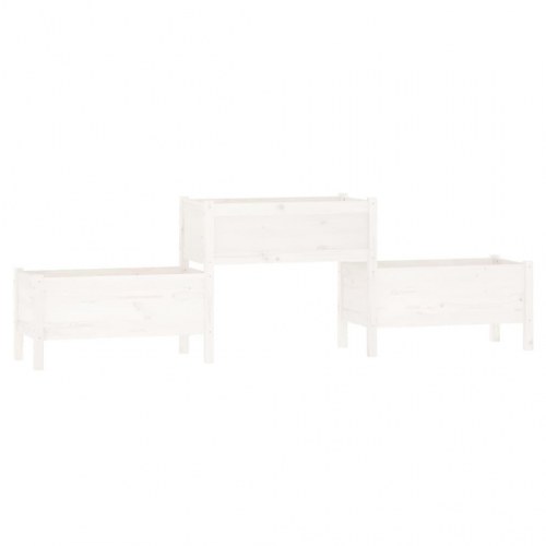 Plantekasse 245,5x44x75 cm massivt fyrretræ hvid