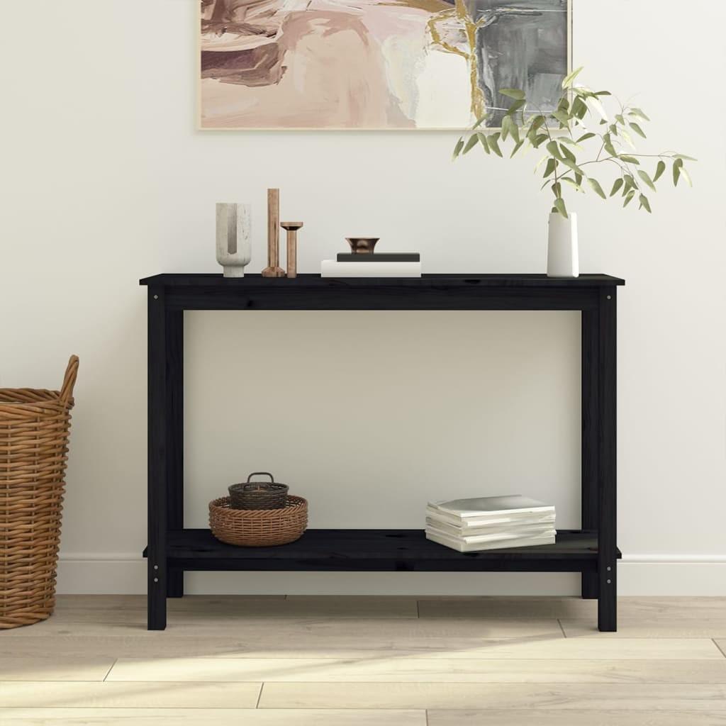 Konsolbord 110x40x80 cm massivt fyrretræ sort