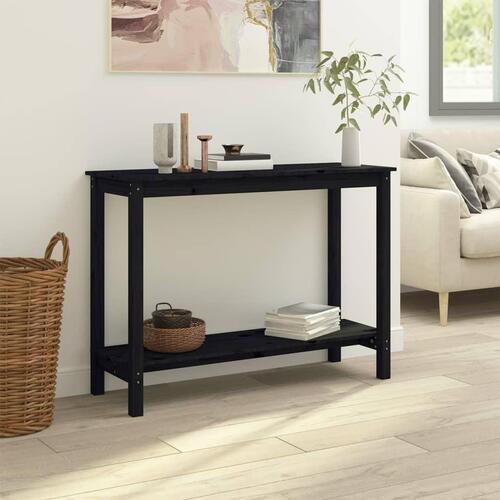 Konsolbord 110x40x80 cm massivt fyrretræ sort