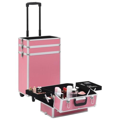 Makeupkuffert aluminium pink