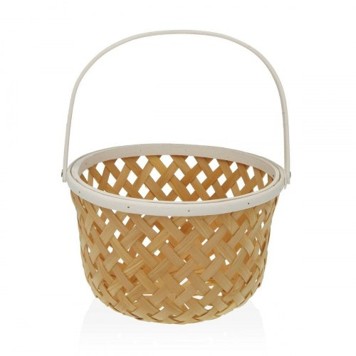 Versa frugtskål i bambus - Hvid/Gran, 28,5 × 35 × 28,5 cm