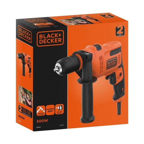 Black & Decker BEH200-QS slagboremaskine 500 W - bore- og tilbehørssæt, 230 V